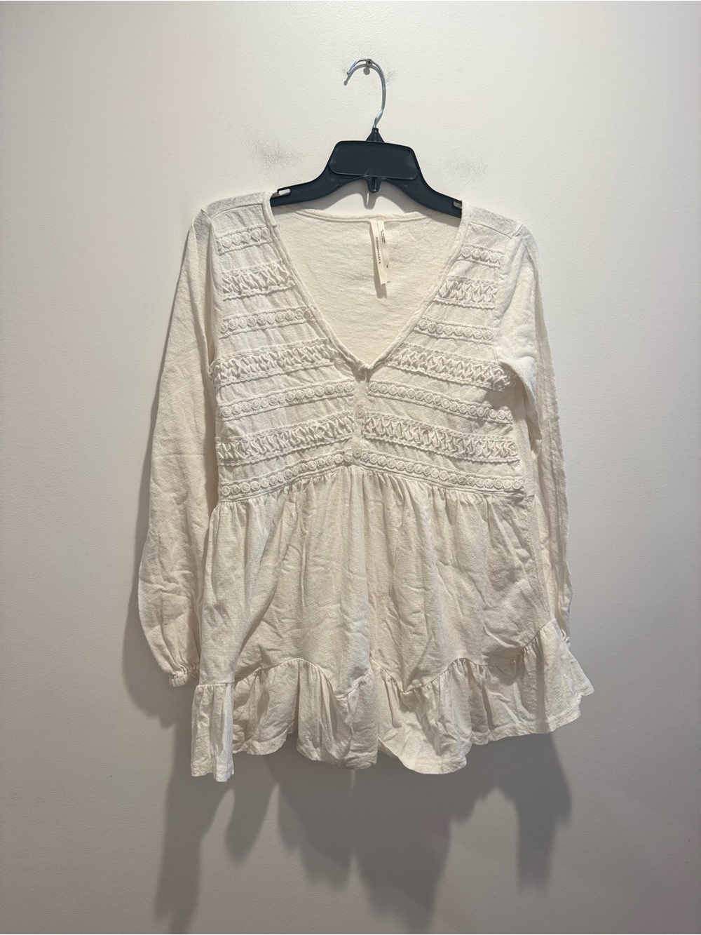 Boho Anthropologie Linen Blend Adriana Lace Tunic